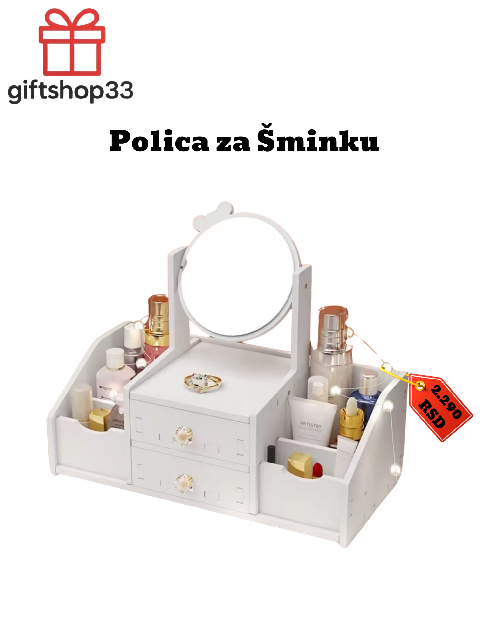 Polica za Šminku sa Ogledalom
