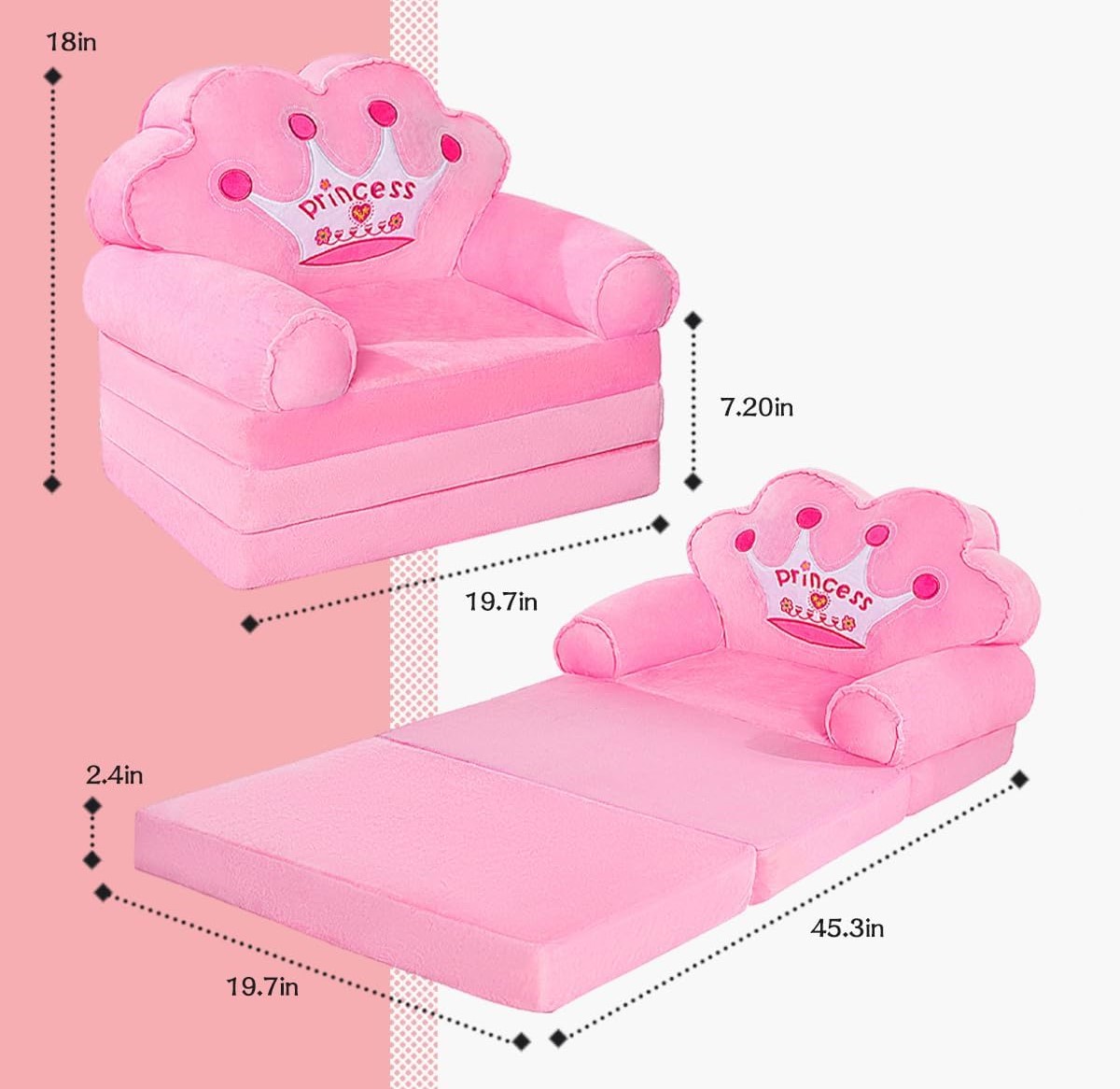 Dečija fotelja sofa na rasklapanje „Princess“ - Image 3